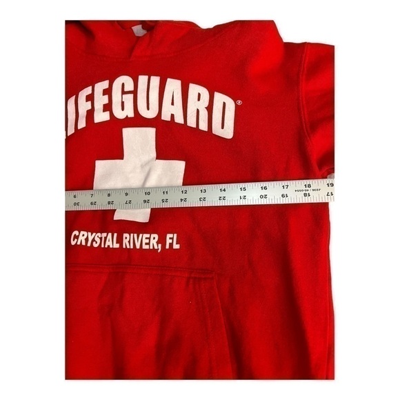Lifeguard+ Hoodie Crystal River FL Red w White Lifeguard Logo Size Small - Picture 3 of 6